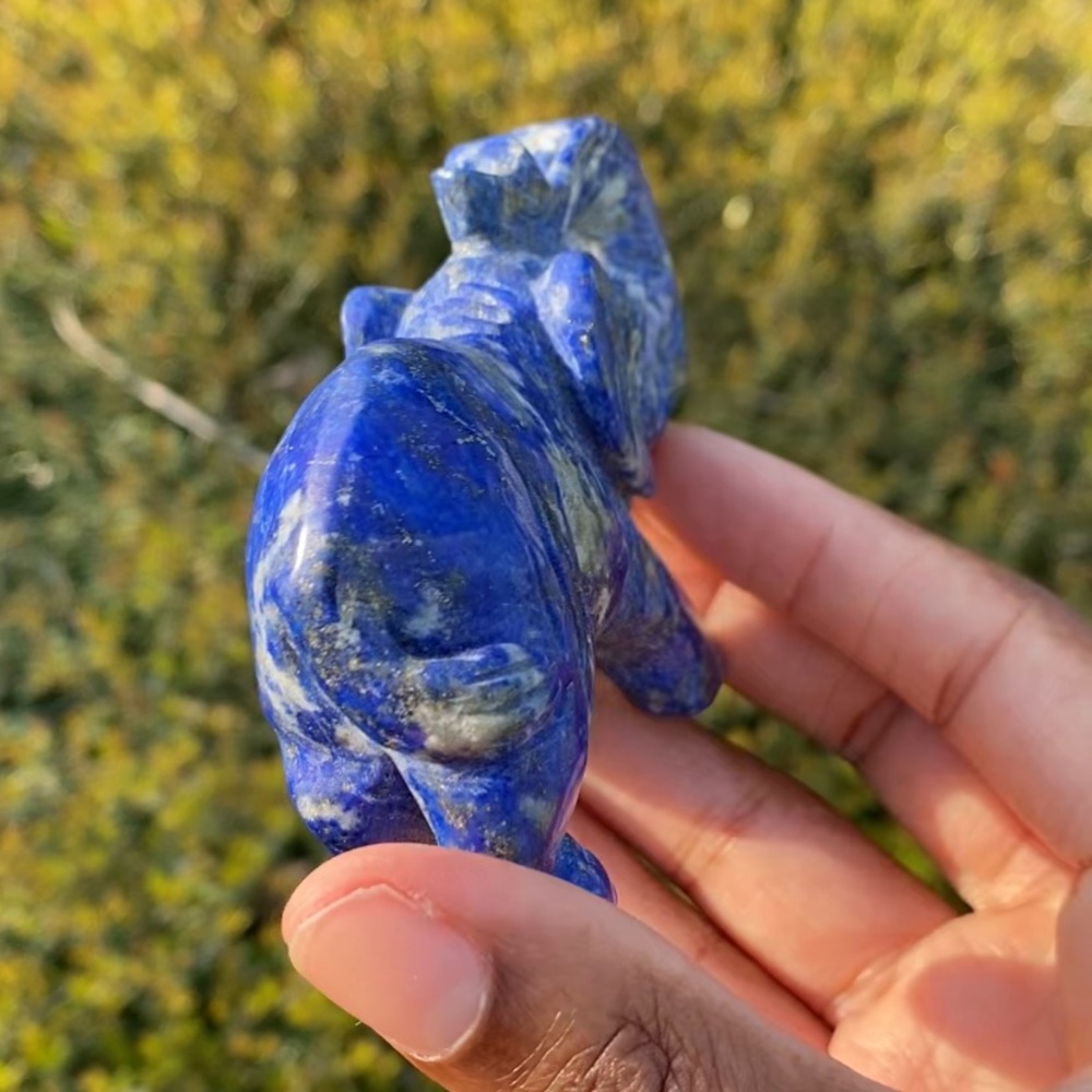 Lapis Lazuli with Pyrite Elephant Carving - Picture 11 of 13